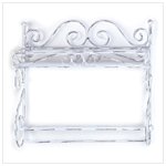 Distressed White Metal Towel Rack-Shelf -34130