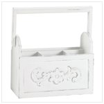 Distressed White Wood Caddy -33137