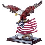 Alabastrite Eagle With Flag On Wood Base -30840