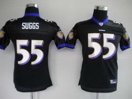 Terrell Suggs #55 Black Baltimore Ravens Youth Jersey