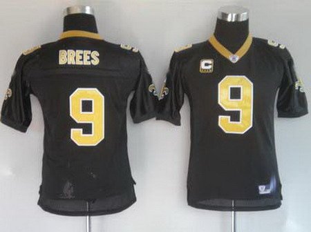 Drew Brees #9 Black New Orleans Saints Youth Jersey
