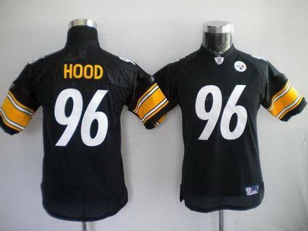 Evander Hood #96 Black Pittsburgh Steelers Youth Jersey