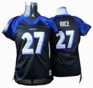 Ray Rice #27 Black Baltimore Ravens Women's Jersey