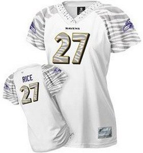 Ray Rice #27 Zebra White Baltimore Ravens Women's Jersey