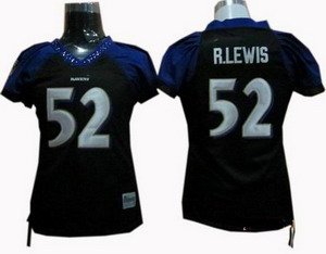 Ray Lewis #52 Black Baltimore Ravens Women's Jersey