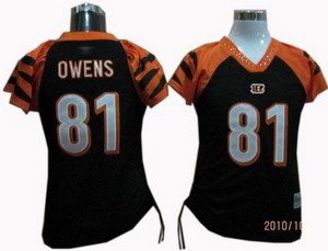 Terrell Ownes #81 Black Cincinnati Bengals Women's Jersey
