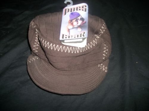 PUGS GEAR SQUARE STITCHED BEANIE~BROWN~SIZE S~