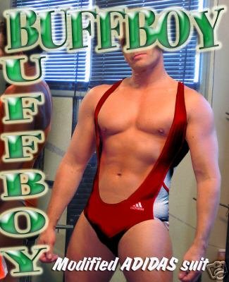 BUFFBOY ADIDAS LYCRA DEEP SCOOP SINGLET LEOTARD MRN L