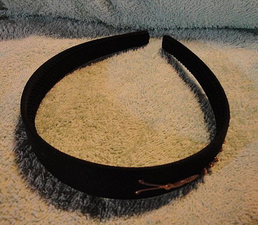Headband Handmade Black with Gold bug trail New