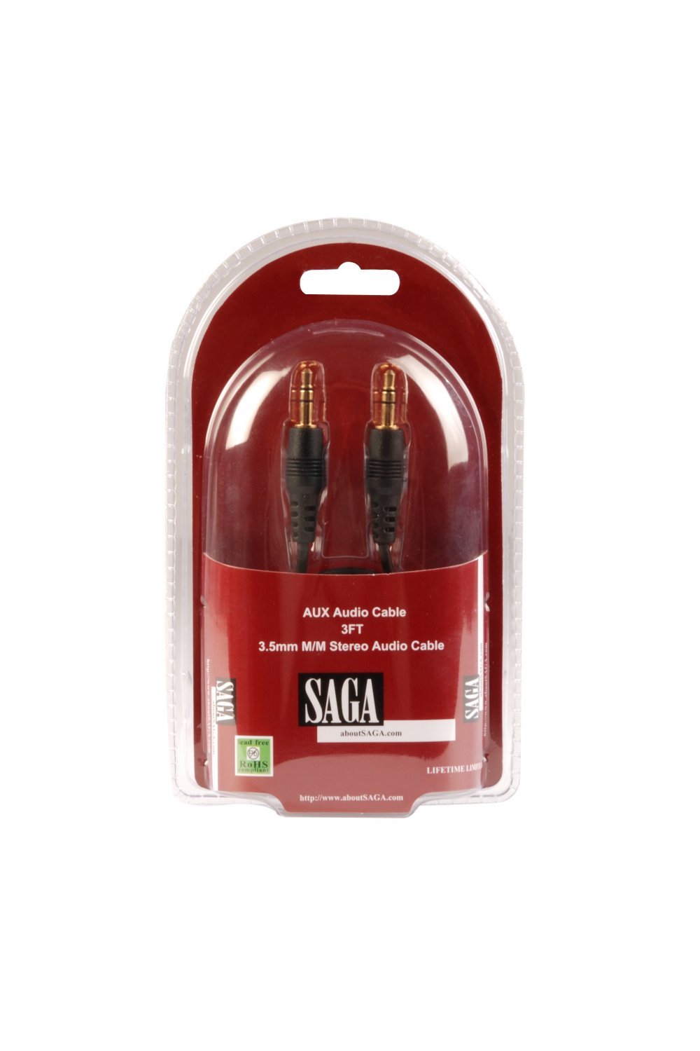 aboutSAGA 3ft 3.5mm male to male stereo audio cable-retail pack