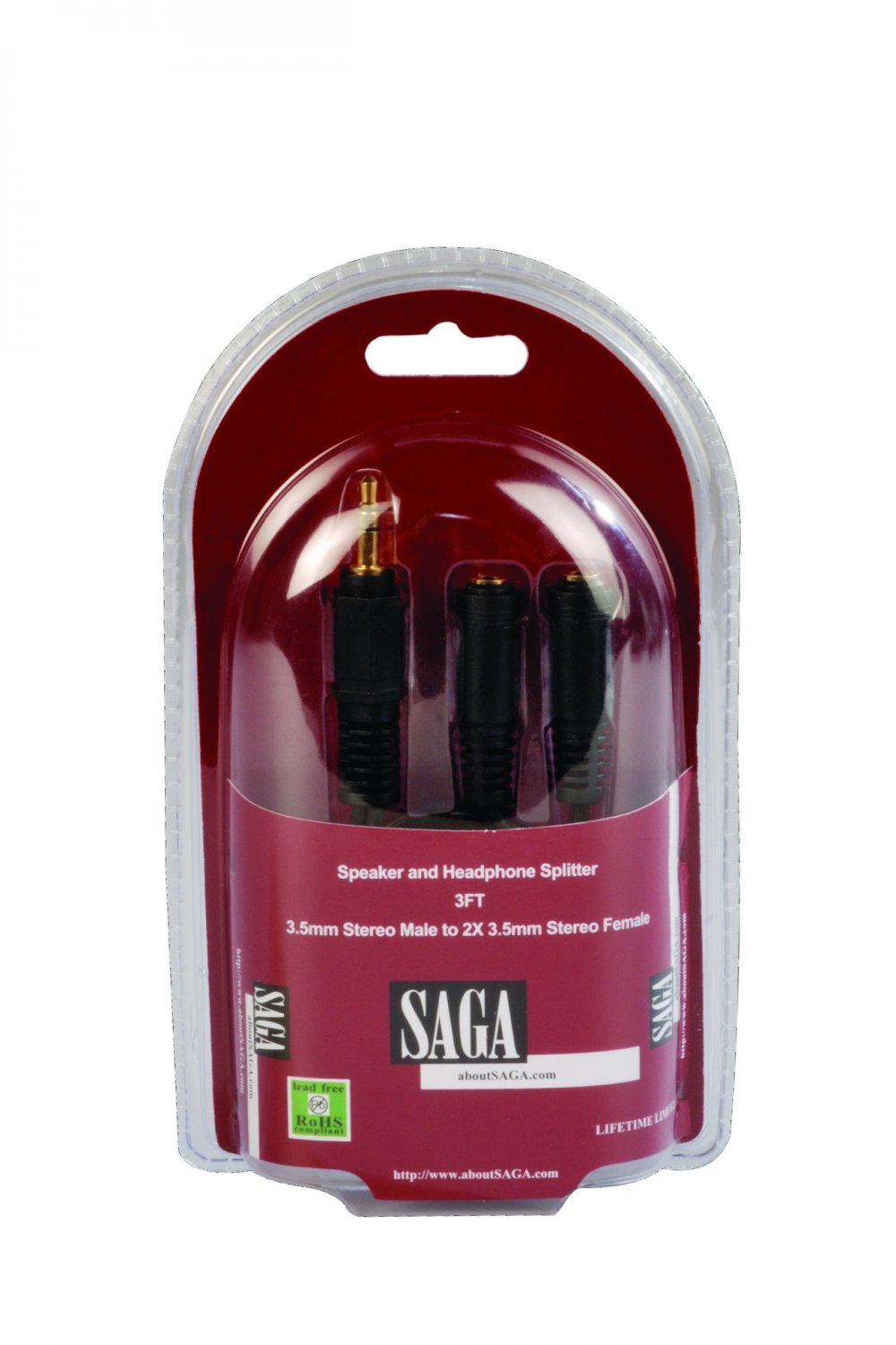 aboutSAGA 3ft 3.5 mm Male to dual 3.5mm female splitter-retail pack