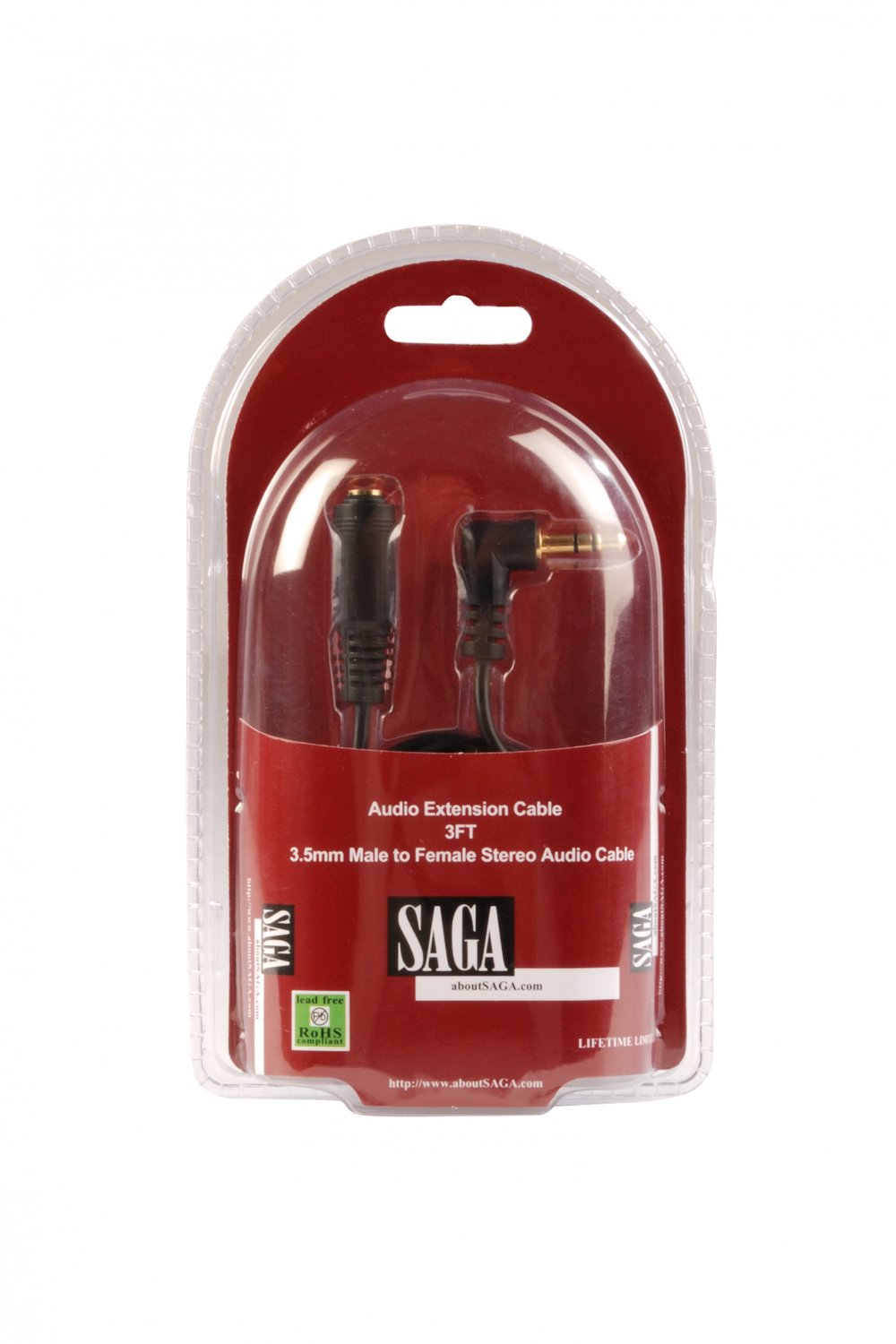 aboutSAGA 3ft 3.5mm male to female stereo audio extension cable-retail pack