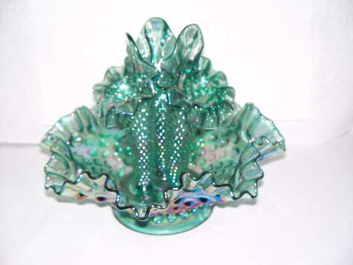 FENTON TEAL CARNIVAL EPERGNE