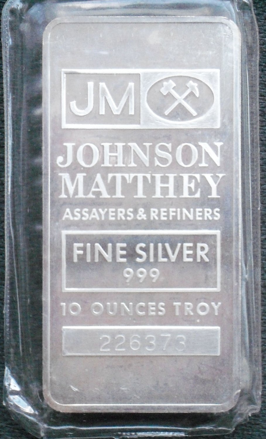 Johnson Matthey Silver Bullion Bar 10 Troy Oz