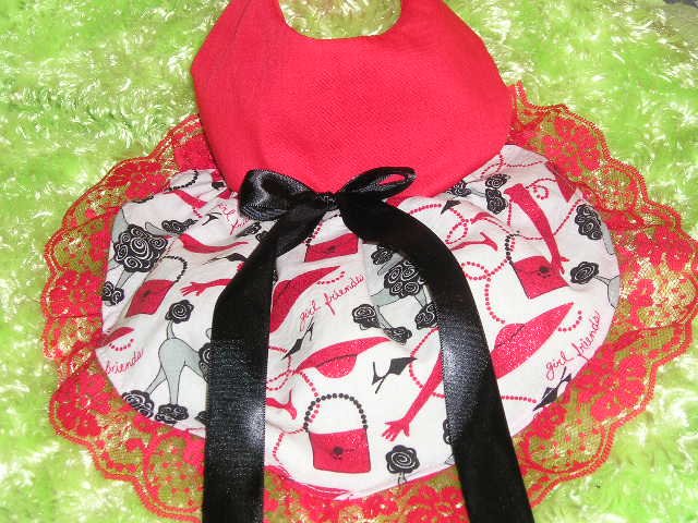 Poodles & Red Hats dog dress society clothes s / xs clothing CUSTOM MADE apparel
