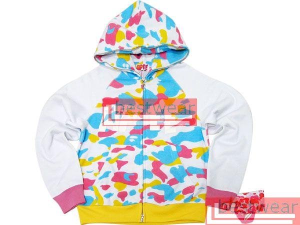 Brand New Bape A Bathing Ape Double-Zipper Multi Camo Hoodie Women Size Short
