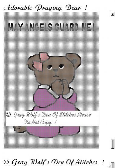 Adorable Praying Bear **Crochet, Knit Afghan Pattern**