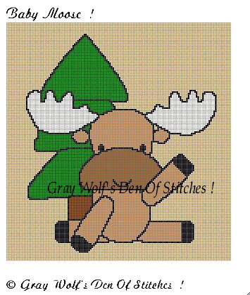 Baby Moose **Crochet , Knit Afghan Pattern**