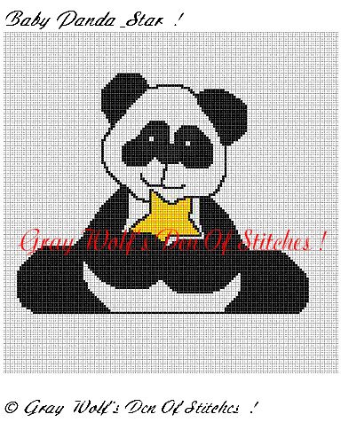 Baby Panda & Star **Crochet , Knit Afghan Pattern**