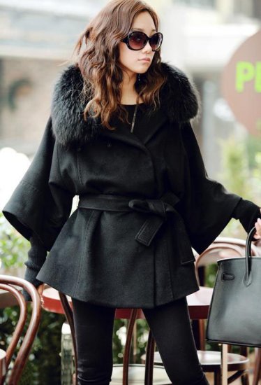 Beautiful Women's Coat Real Fox Fur Collar