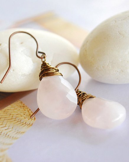 Wire wrapped Rose Quartz earrings