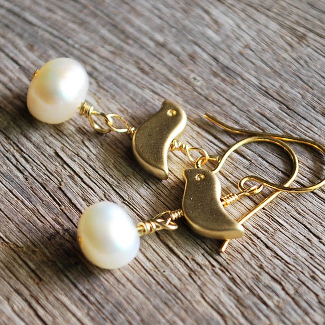 Mother bird's and her precious egg earrings