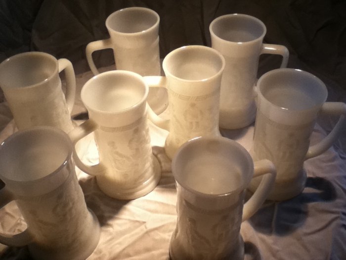 Federal milk glass Tankard Mugs