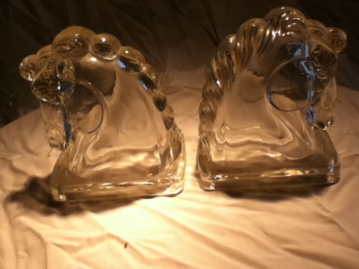 clear glass horse bookends