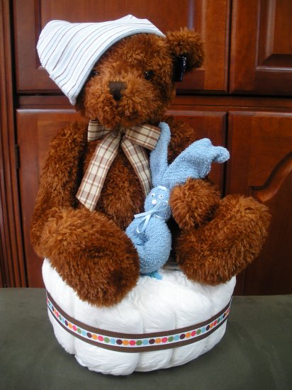 Teddy Bear Diaper Cake ~ Blue