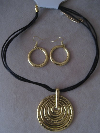 Gold Statement Necklace Set with Earrings