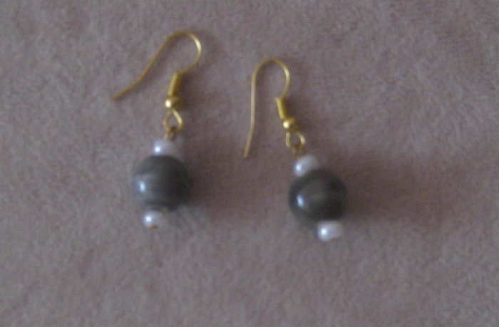 Vintage Earrings with Grey beads