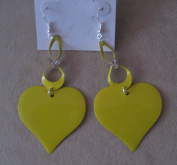 Yellow Heart Shaped Earrings