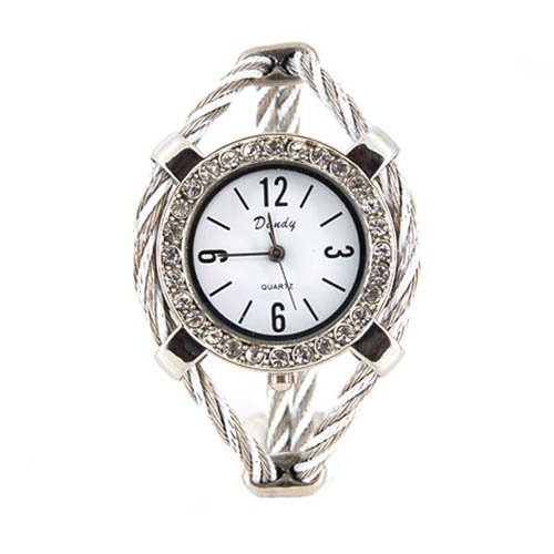 Women's Quartz Wrist Watch with Diamond Decoration (Silver)