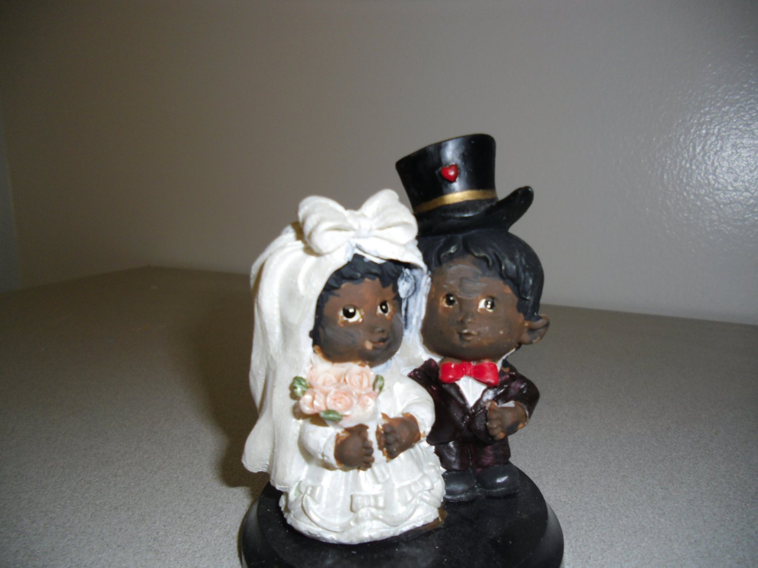 African American Little Bride and Groom Wedding Cake Topper