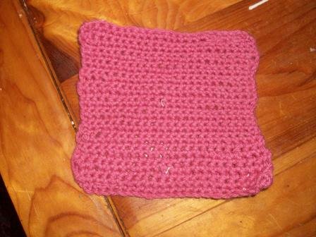 pink handmade crocheted dishcloth