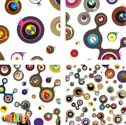 Takashi Murakami Prints Jellyfish Eyes White Set of 4