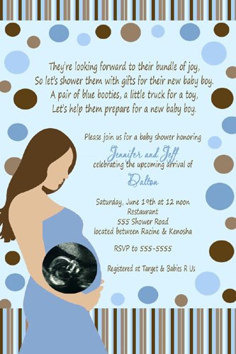 Baby Boy Ultrasound Photo Baby Shower Invitation Blue Chocolate Brown