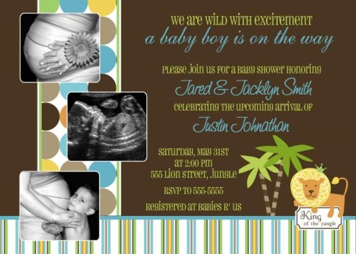 KING OF THE JUNGLE Ultrasound Photo Baby Shower Invitation
