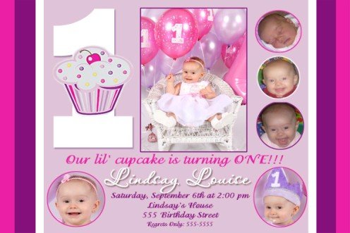 LIL' CUPCAKE CUPCAKES PURPLE BIRTHDAY INVITATIONS