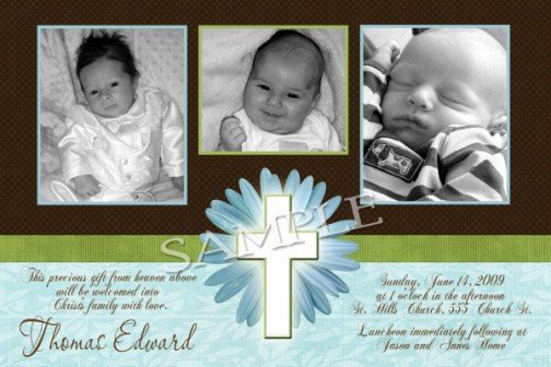 Boy Baptism Communion Christening Invitation Announcement Photo