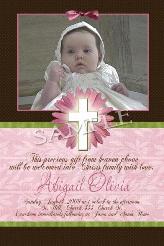 Girl Baptism Communion Christening Invitation Announcement Photo