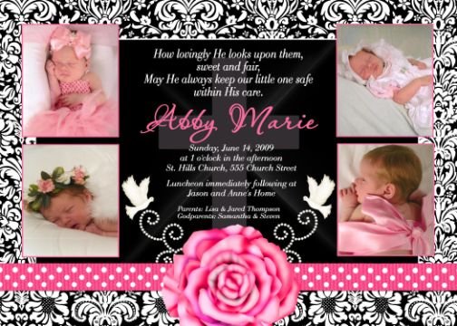 Girl Baptism Communion Christening Invitation Announcement Photo