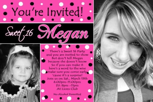 Unique Sweet Sixteen 16 Photo Birthday Party Invitation