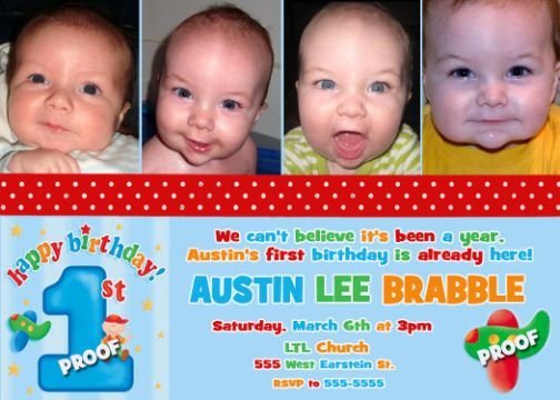 Fun to Be One Airplane First 1st Birthday Photo Party Invitations
