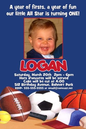 Sports Baseball Football Soccer Birthday Photo Party Invitations MANY DESIGNS!
