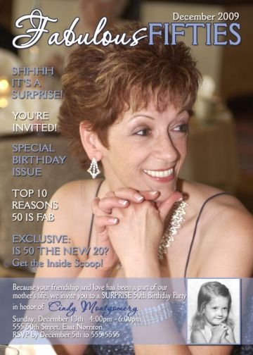 Adult 50th Birthday Magazine Cover Photo Invitation 21st 30th 40th