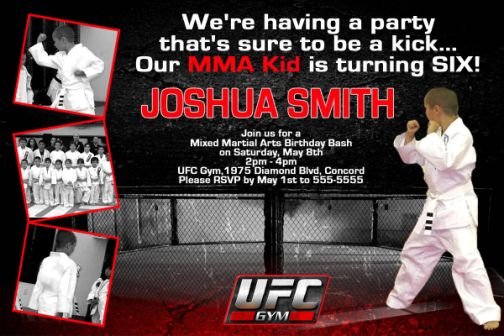 UFC Gym MMA Martial Arts Photo Birthday Invitations