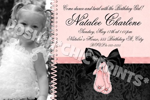 BALLERINA BALLET DANCE Birthday Party Photo Invitation
