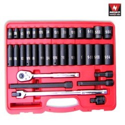 34 Pcs 1/2" Dr. Hi-Viz Impact Socket & Accessory Set (Sae) - Nk # 02469A
