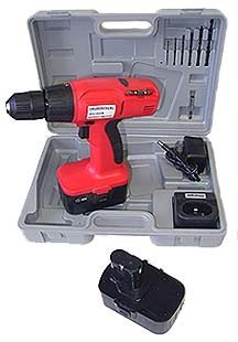 17 Pcs 3/8" 18 Vlt Cordless Drill Kit / 2 Batteries
